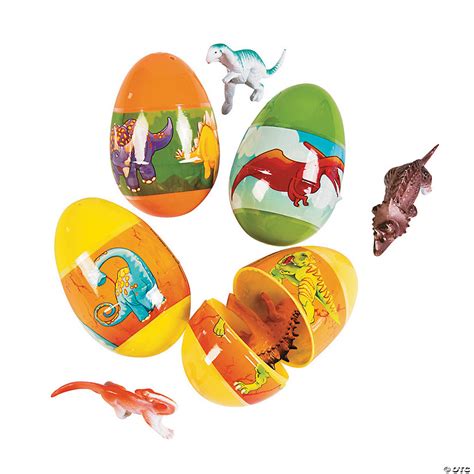 Toy-Filled Dinosaur Plastic Easter Eggs - 12 Pc. | Oriental Trading