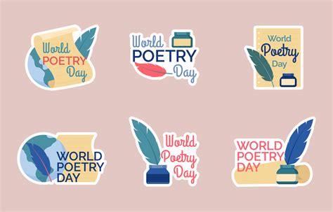 World Poetry Day Stickers Set 9748264 Vector Art at Vecteezy