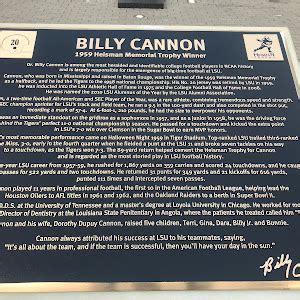 Read the Plaque - Billy Cannon - 1959 Heisman Memorial Trophy Winner