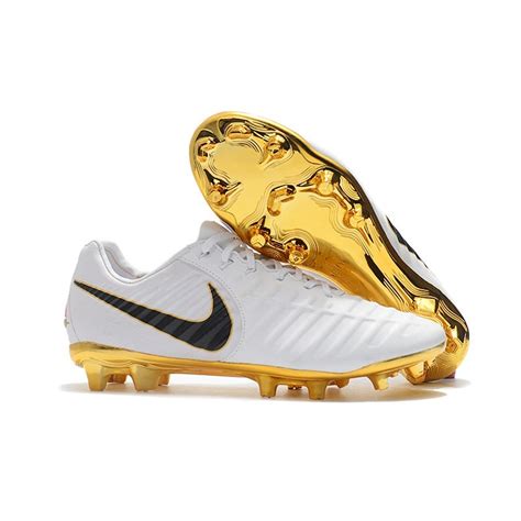 Nike Tiempo Legend VII FG K-Leather Soccer Cleats - White Gold Black