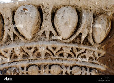 Rome Italy. Close-up view of an egg and dart architectural fragment and the Roman Forum Stock ...