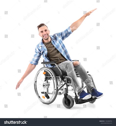 Happy Young Man Sitting Wheelchair On Stock Photo 1183288702 | Shutterstock