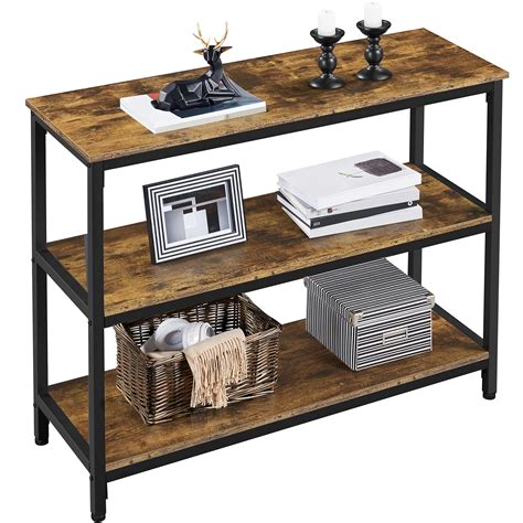 Buy Yaheetech Console Table, Industrial Hallway Table with Wooden Storage Shelves, Narrow ...