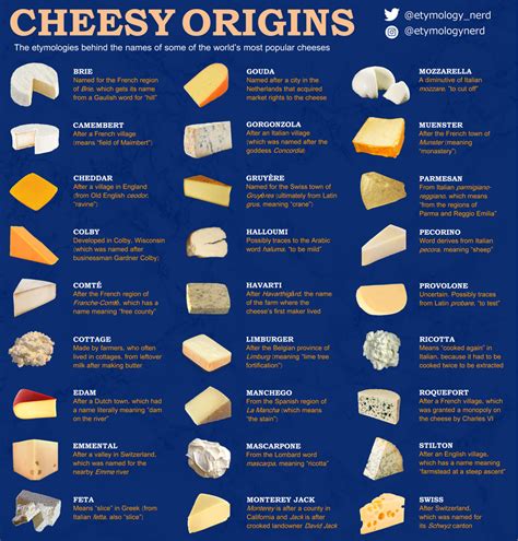 I made an infographic explaining the etymologies behind various cheese types : etymology