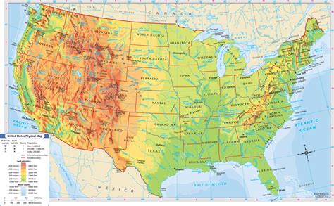 Continental US Topographical Map [1549x960] | Physical map, Usa map, Us map