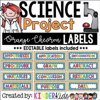 Science Fair Project Labels {ORANGE CHEVRON} --- with EDITABLE Title Labels