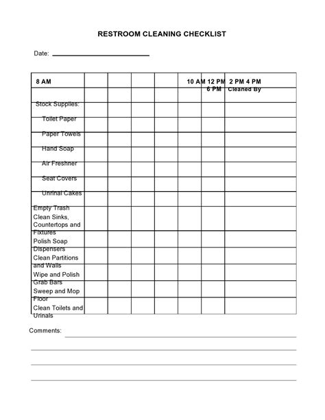 Free Bathroom Cleaning Log Template - PRINTABLE TEMPLATES
