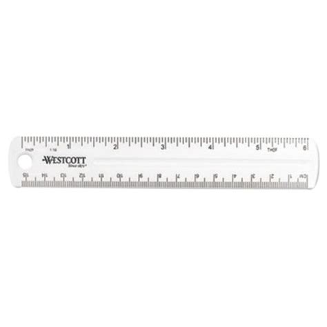 Westcott 45016 6" Clear Plastic Ruler - 1/16" Standard Scale | Westcott ...