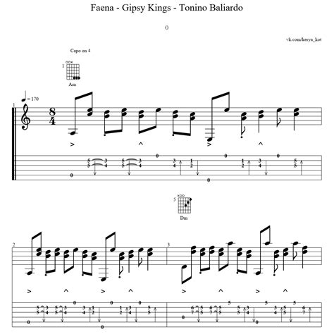 Faena for guitar. Guitar sheet music and tabs.