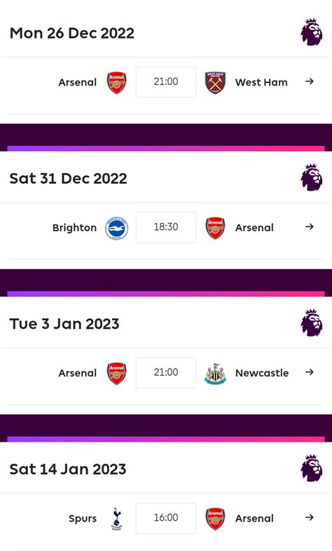 Arsenal's Next Five EPL Fixtures After The International Break That ...