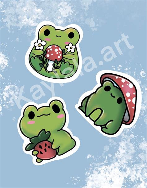 Kawaii Frogs Stickers Cute Froggy Stickers Cottagecore - Etsy