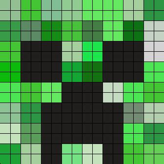 Minecraft Creeper Face 16x16 Perler Bead Pattern | Bead Sprites | Characters Fuse Bead Patterns