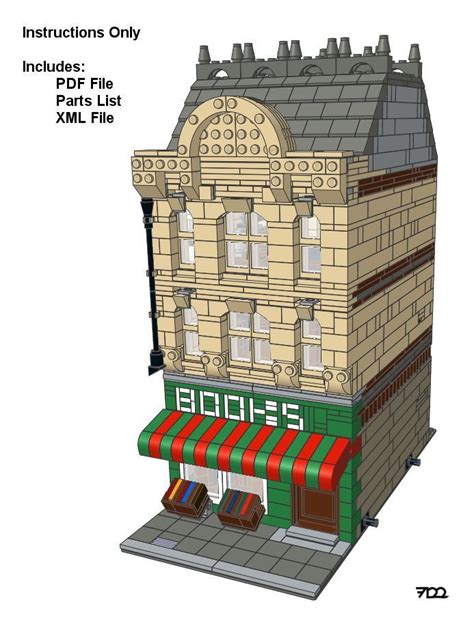 Lego Custom Modular Building - The Bookstore - Instructions Only | Lego ...