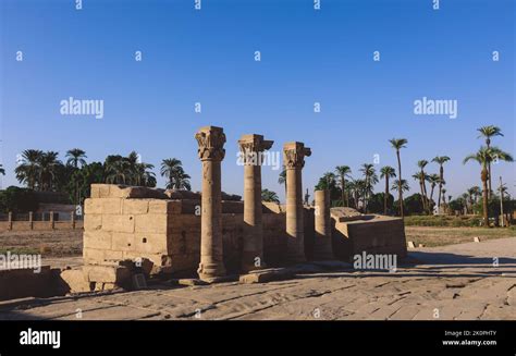 Outdoor View to an Ancient Egyptian Dendera Temple complex in south-east of Dendera, Egypt Stock ...