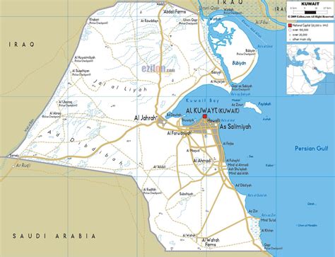 Kuvajt silnice mapa - Kuwait city mapa silnic (Západní Asie - Asie)