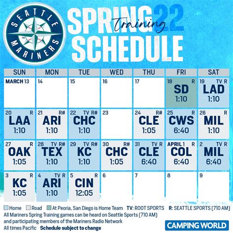 Mariners Announce Start Times for 2022 Spring Training Schedule | by Mariners PR | From the ...