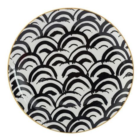 Black and white dinner plate with a geometric design | Patterned plates, Plates, Tableware