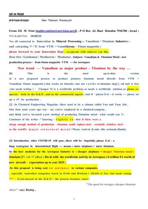 (PDF) New process proposed for the production of titanium metal from ilmenite