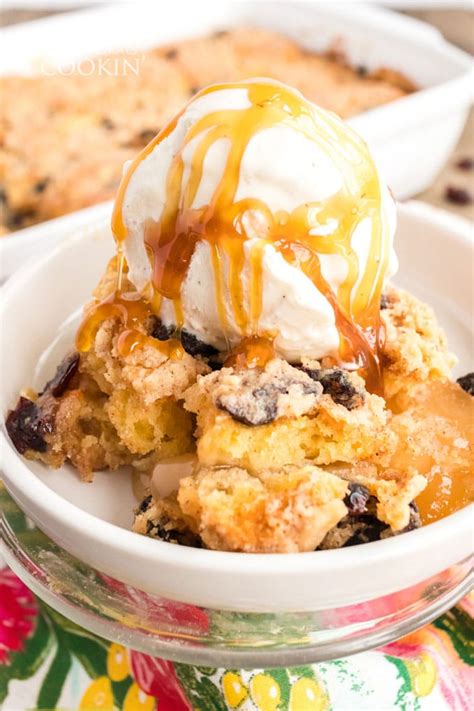 bowl of cranberry apple cobbler with ice cream Cranberry Cobbler Recipe ...