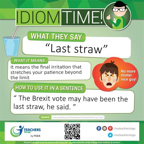 Idiom Time: Last Straw | English vocabulary words, Vocabulary words, Idioms