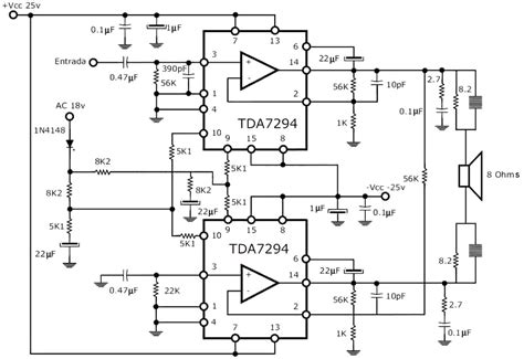 300W RMS Stereo Power Amplifier TDA7294 : Schematic, Part List, PCB Layout