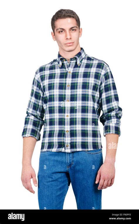 Male model with shirt isolated on white Stock Photo - Alamy