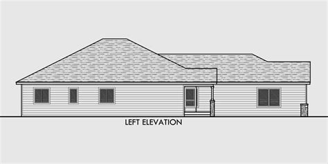 One Level House Plans, Side View House Plans, Narrow Lot House