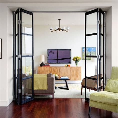 Interior folding doors with glass – Builders Villa