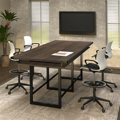 8' - 16' Standing Height Conference Table 42"H Counter Height Modern Meeting Room Table (8ft ...