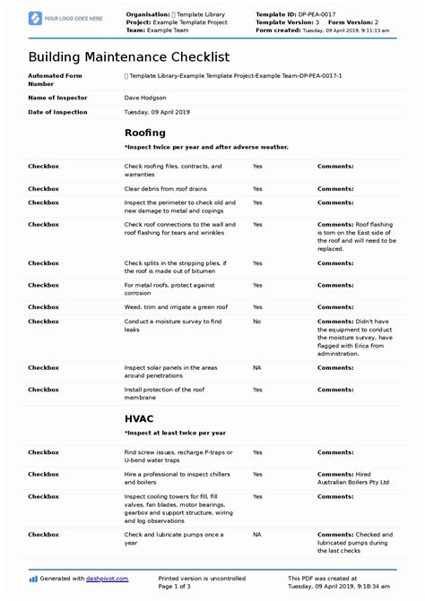 √ 20 Building Inspection Checklist Pdf ™ | Dannybarrantes Template