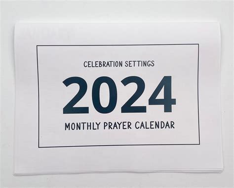 2024 Monthly Prayer Calendar Option 2 (Additional Prayer Request secti ...