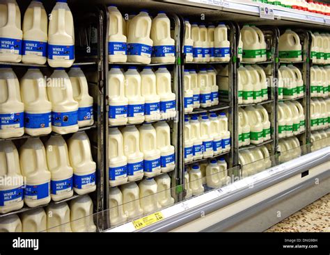 Fresh milk on sale in a UK supermarket Stock Photo: 64897493 - Alamy