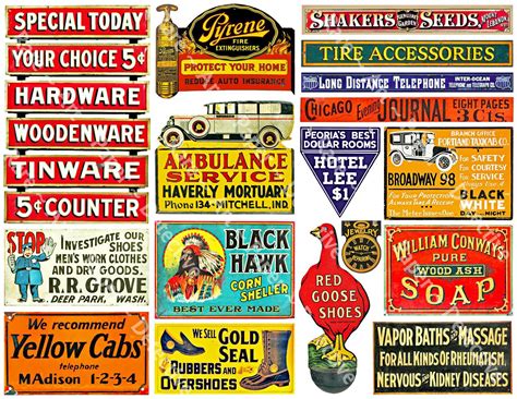 Advertising Sign Stickers, General Store Sign Illustrations for Rustic ...