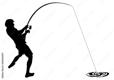 Fishing. Fisherman,clip art black fishing on white background - Vector ...