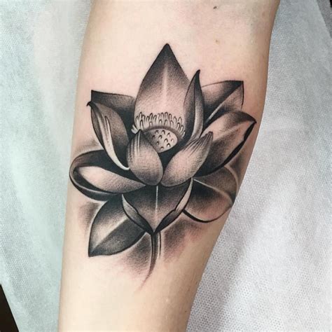 Beautiful black and gray lotus tattoo done by Cally Jo at Grit n Glory | Flower tattoo meanings ...