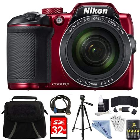 Nikon COOLPIX B500 RED 16MP 40x Optical Zoom Digital Camera 32GB Bundle ...