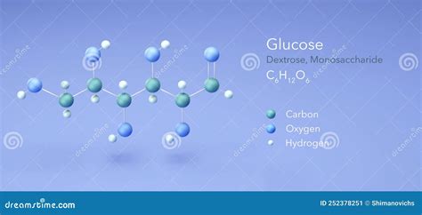 Glucose, Dextrose. Molecular Formula 3d Rendering, Structural Chemical ...