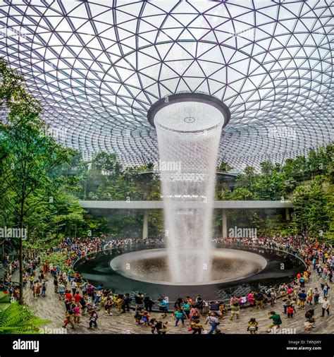 Singapore - May 1, 2019: HSBC Rain Vortex. Jewel Changi Airport is a ...