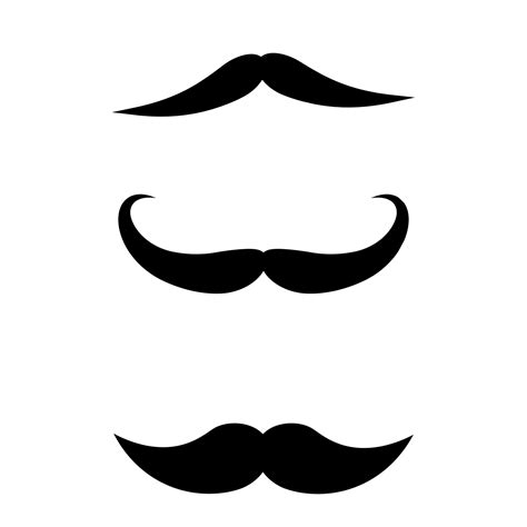 set of men's mustache, black stencil, isolated vector illustration ...