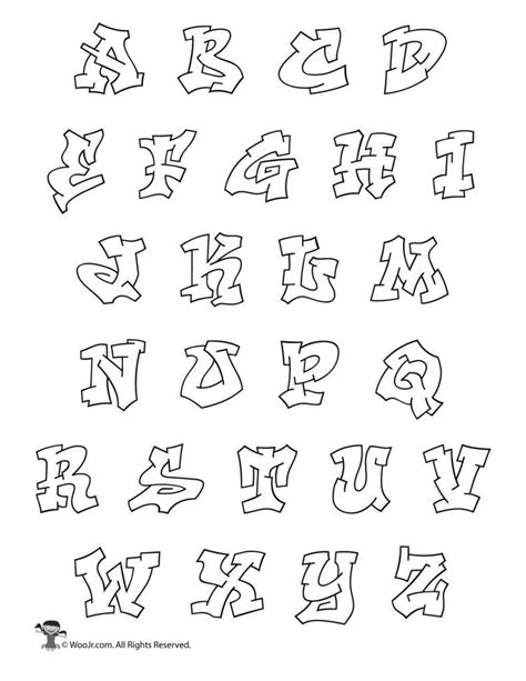 Printable Graffiti Bubble Letters Alphabet | Woo! Jr. Kids Activities Graffiti Alphabet Styles ...