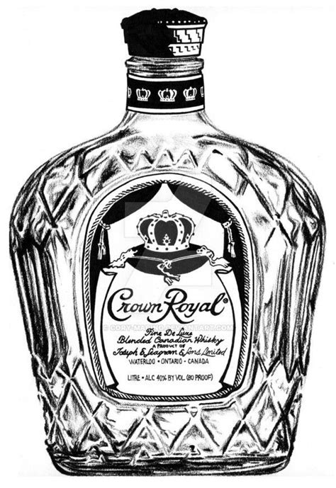 Crown Royal b & w bottle templete | Bottle drawing, Crown royal bottle ...