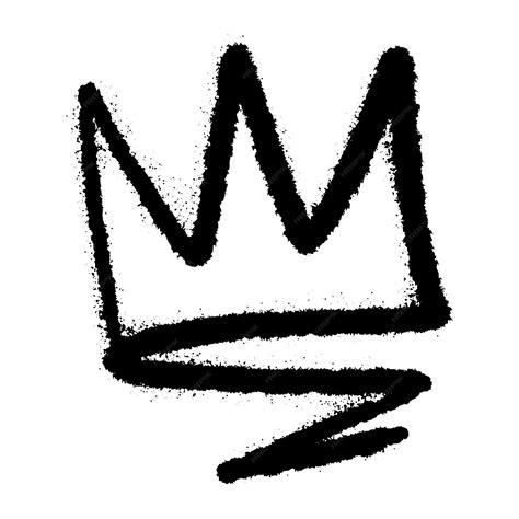 Premium Vector | Crown graffiti art black spray paint illustration isolated on white