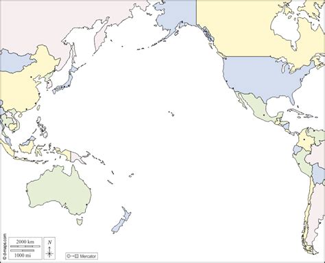 Pacific Ocean free map, free blank map, free outline map, free base map ...