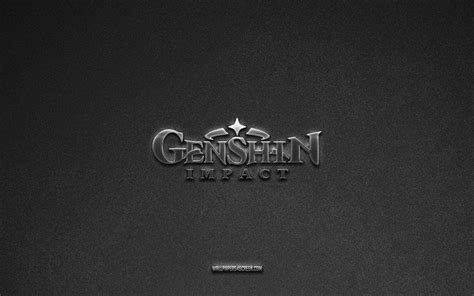 the logo for genshn impact is shown in black and silver on a dark ...