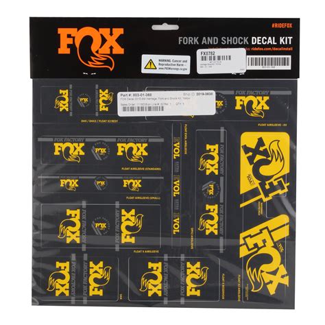 Fox Shox Heritage Decal Kit, Yellow | Bikeparts.Com