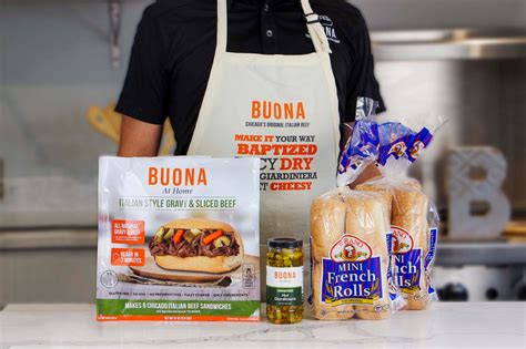 Buona's Chicago Italian Beef Sandwich Kit (8 Sandwiches) with Buona Ap – Buona Beef