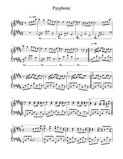 Payphone (by Maroon 5) Sheet music for Piano (Solo) | Musescore.com