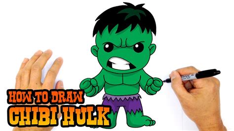 How to Draw Hulk (Chibi)- Step by Step Drawing Lesson | Drawing lessons for kids, Chibi drawings ...