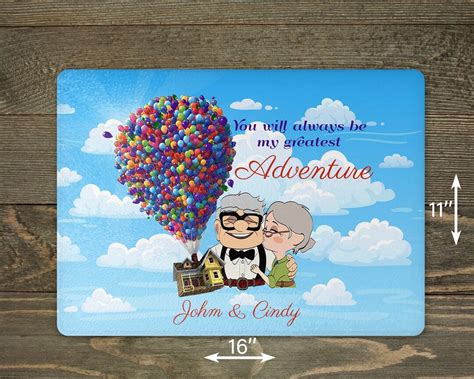 Personalized My Greatest Adventure, Carl and Ellie UP, Tempered Glass Cutting Board - Etsy