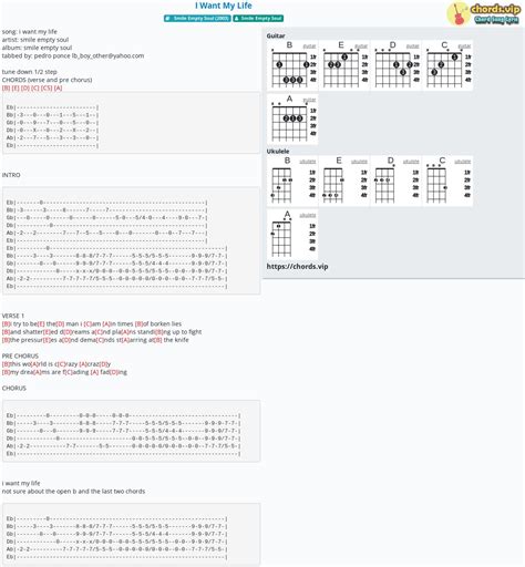 Chord: I Want My Life - tab, song lyric, sheet, guitar, ukulele ...